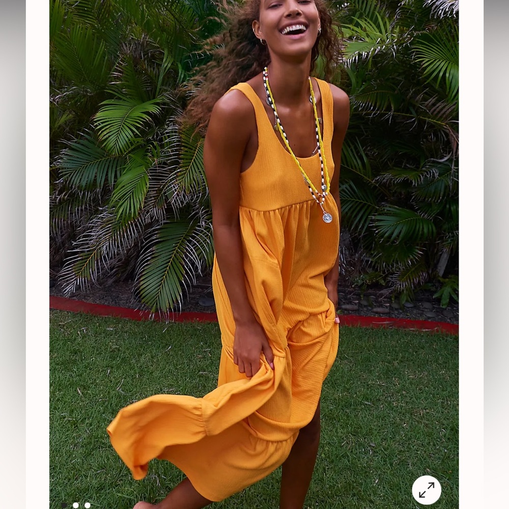 Free People Beach NWT Real Love Yellow Midi dress Orangeade